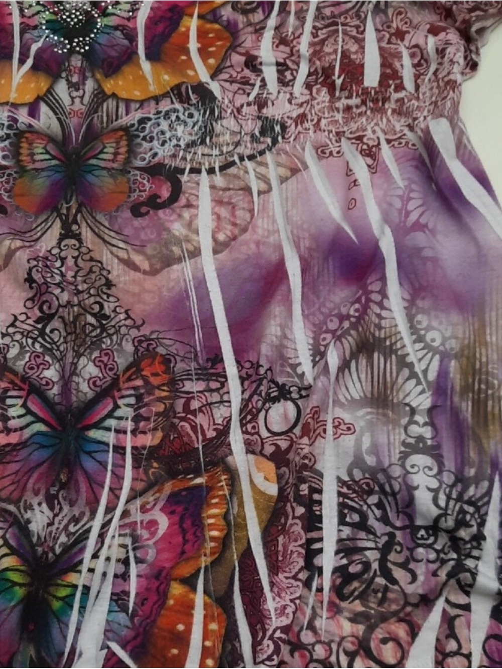 Cato Purple Multicolor Butterfly Short Sleeve Tee - Size XL - Picture 5 of 9